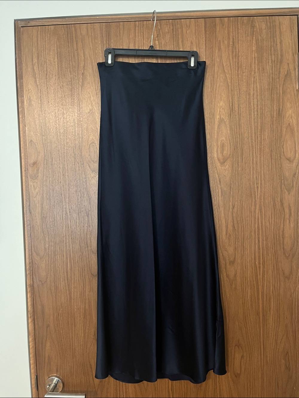 Quince Navy Satin Maxi Skirt - Picture 4 of 9